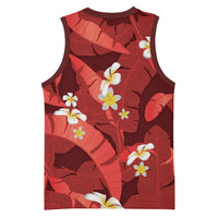 Red Banana Leaf Hawaii Basketball Jersey Lau Maia Plumeria Tropical Summer Vibes