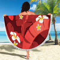 Red Banana Leaf Hawaii Beach Blanket Lau Maia Plumeria Tropical Summer Vibes