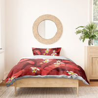 Red Banana Leaf Hawaii Bedding Set Lau Maia Plumeria Tropical Summer Vibes