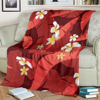 Red Banana Leaf Hawaii Blanket Lau Maia Plumeria Tropical Summer Vibes