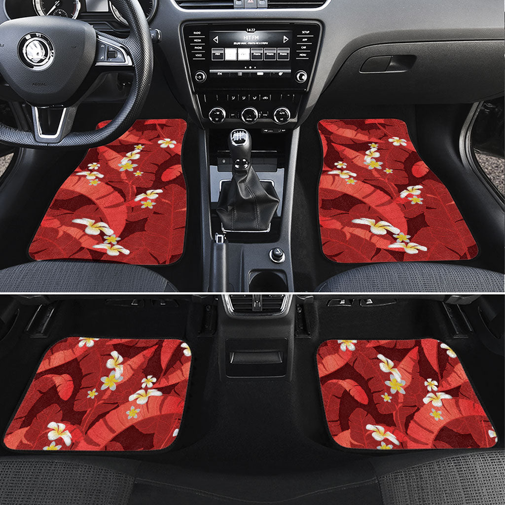 Red Banana Leaf Hawaii Car Mats Lau Maia Plumeria Tropical Summer Vibes