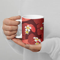 Red Banana Leaf Hawaii Ceramic Mug Lau Maia Plumeria Tropical Summer Vibes