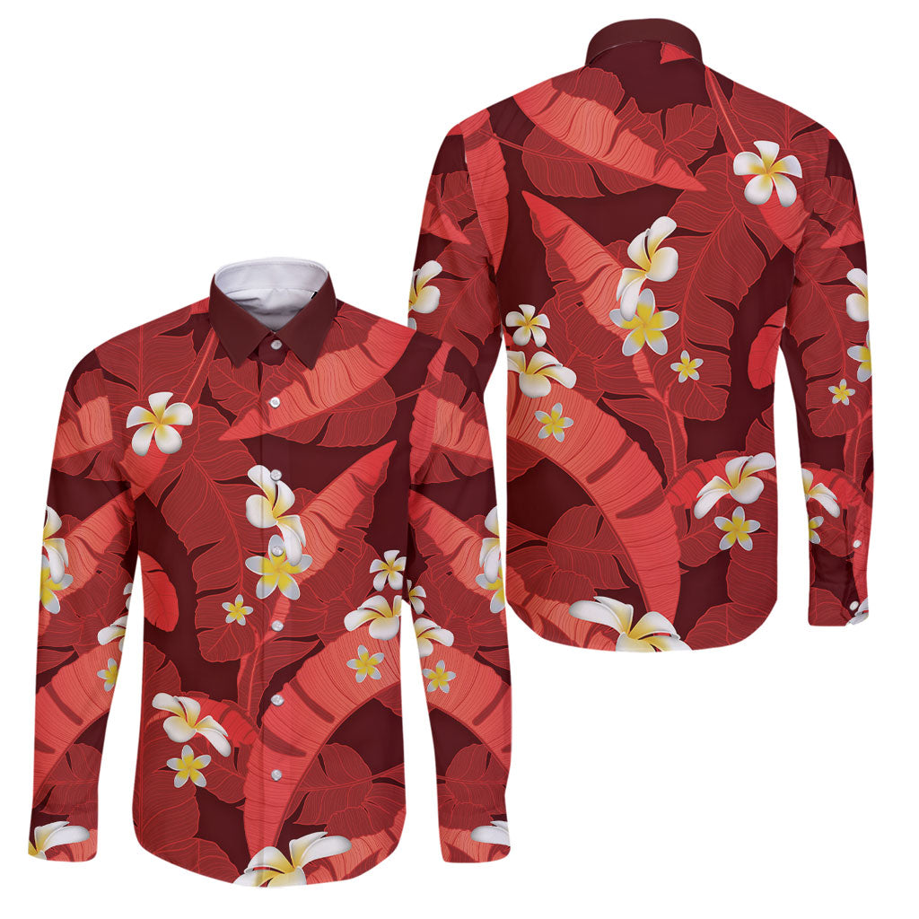 Red Banana Leaf Hawaii Family Matching Summer Maxi Dress and Hawaiian Shirt Lau Maia Plumeria Tropical Summer Vibes