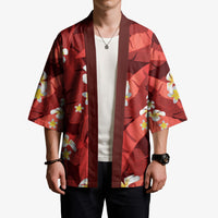 Red Banana Leaf Hawaii Kimono Lau Maia Plumeria Tropical Summer Vibes
