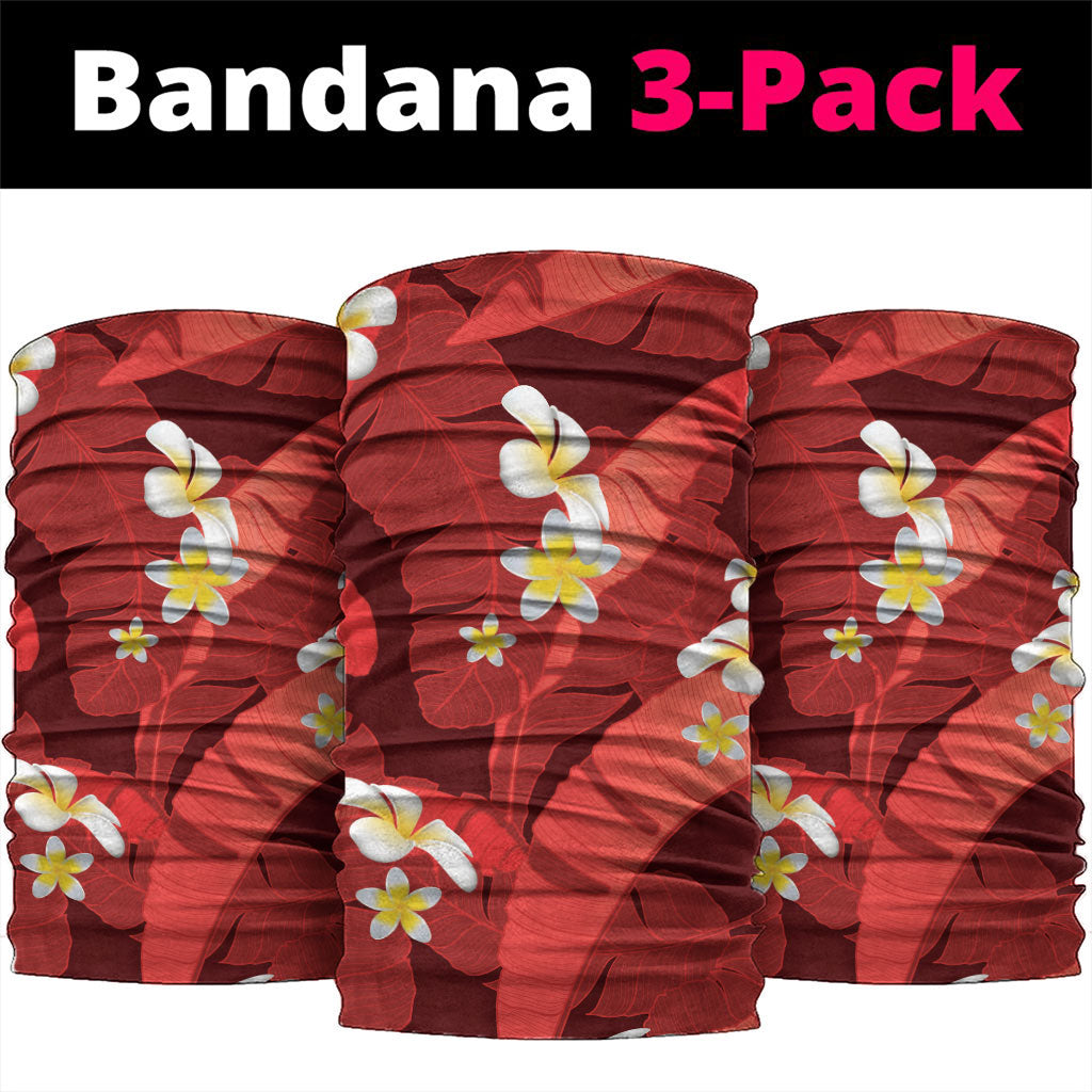 Red Banana Leaf Hawaii Neck Gaiter Lau Maia Plumeria Tropical Summer Vibes
