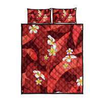 Red Banana Leaf Hawaii Quilt Bed Set Lau Maia Plumeria Tropical Summer Vibes