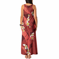 Red Banana Leaf Hawaii Tank Maxi Dress Lau Maia Plumeria Tropical Summer Vibes