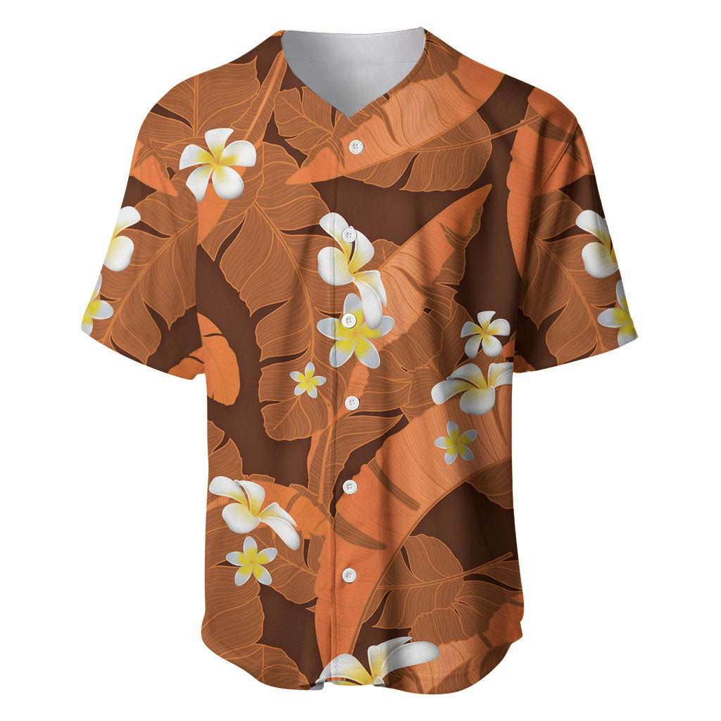 Orange Banana Leaf Hawaii Baseball Jersey Lau Maia Plumeria Tropical Summer Vibes LT14 Orange - Polynesian Pride