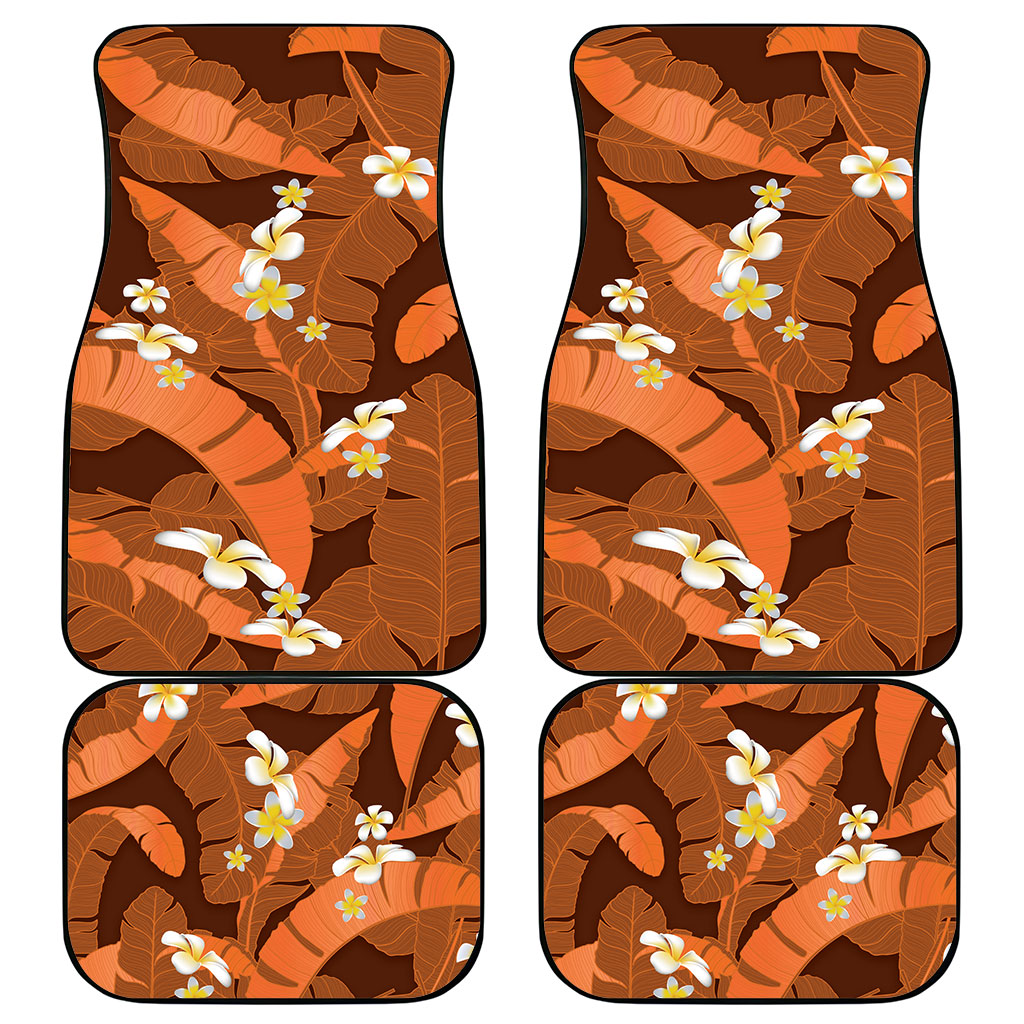 Orange Banana Leaf Hawaii Car Mats Lau Maia Plumeria Tropical Summer Vibes LT14 - Polynesian Pride
