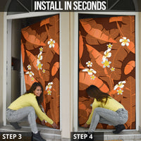 Orange Banana Leaf Hawaii Door Cover Lau Maia Plumeria Tropical Summer Vibes