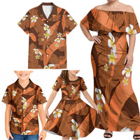 Orange Banana Leaf Hawaii Family Matching Off Shoulder Maxi Dress and Hawaiian Shirt Lau Maia Plumeria Tropical Summer Vibes LT14 - Polynesian Pride