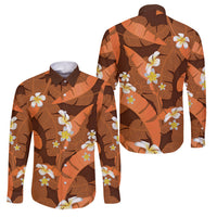 Orange Banana Leaf Hawaii Family Matching Off Shoulder Short Dress and Hawaiian Shirt Lau Maia Plumeria Tropical Summer Vibes