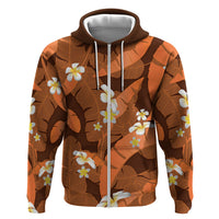 Orange Banana Leaf Hawaii Hoodie Lau Maia Plumeria Tropical Summer Vibes LT14 Zip Hoodie Orange - Polynesian Pride