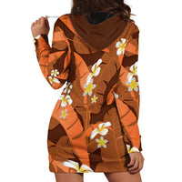 Orange Banana Leaf Hawaii Hoodie Dress Lau Maia Plumeria Tropical Summer Vibes LT14 - Polynesian Pride