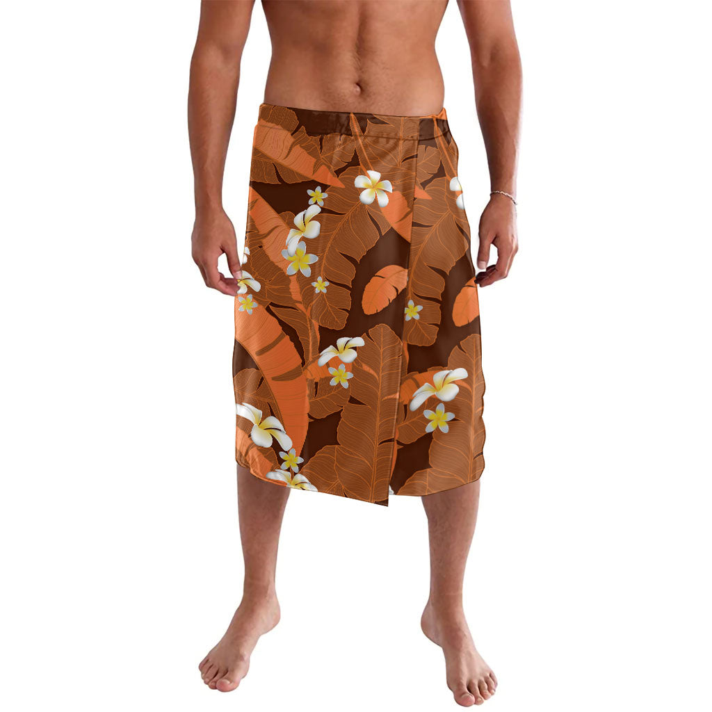 Orange Banana Leaf Hawaii Lavalava Lau Maia Plumeria Tropical Summer Vibes LT14 Orange - Polynesian Pride