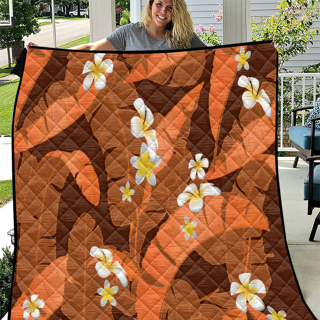 Orange Banana Leaf Hawaii Quilt Lau Maia Plumeria Tropical Summer Vibes LT14 Orange - Polynesian Pride