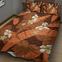 Orange Banana Leaf Hawaii Quilt Bed Set Lau Maia Plumeria Tropical Summer Vibes