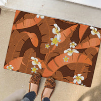 Orange Banana Leaf Hawaii Rubber Doormat Lau Maia Plumeria Tropical Summer Vibes