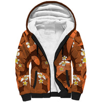 Orange Banana Leaf Hawaii Sherpa Hoodie Lau Maia Plumeria Tropical Summer Vibes