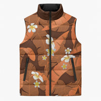 Orange Banana Leaf Hawaii Sleeveless Puffer Jacket Lau Maia Plumeria Tropical Summer Vibes LT14 Unisex Orange - Polynesian Pride