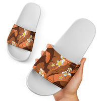 Orange Banana Leaf Hawaii Slide Sandals Lau Maia Plumeria Tropical Summer Vibes LT14 - Polynesian Pride