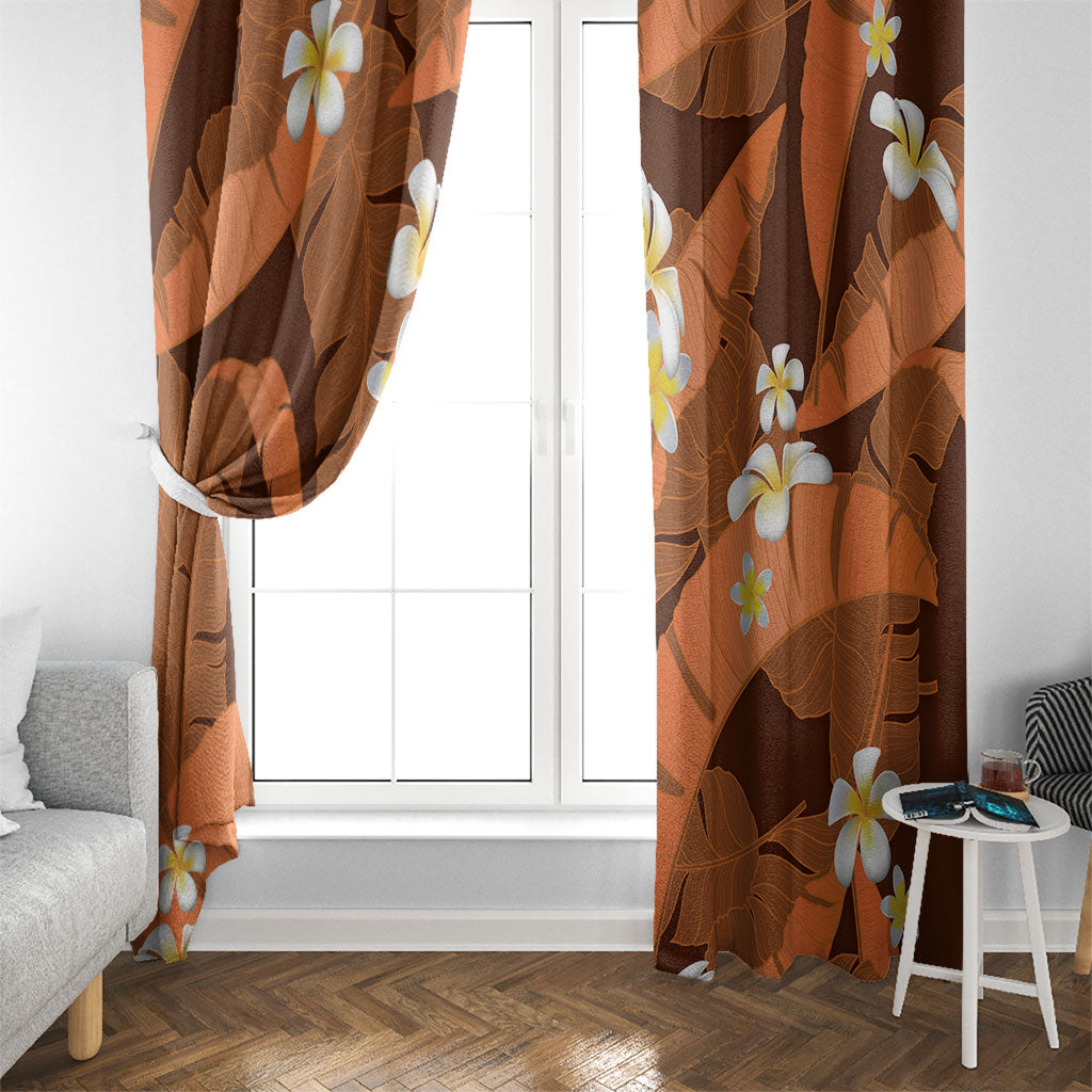 Orange Banana Leaf Hawaii Window Curtain Lau Maia Plumeria Tropical Summer Vibes