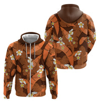 Orange Banana Leaf Hawaii Zip Hoodie Lau Maia Plumeria Tropical Summer Vibes LT14 - Polynesian Pride