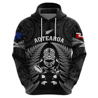 New Zealand Aotearoa Rugby Hoodie NZ Tiki With Maori Fern World Cup Black Version LT14 - Polynesian Pride