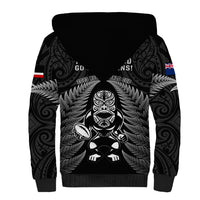 New Zealand Aotearoa Rugby Sherpa Hoodie NZ Tiki With Maori Fern World Cup Black Version LT14 - Polynesian Pride