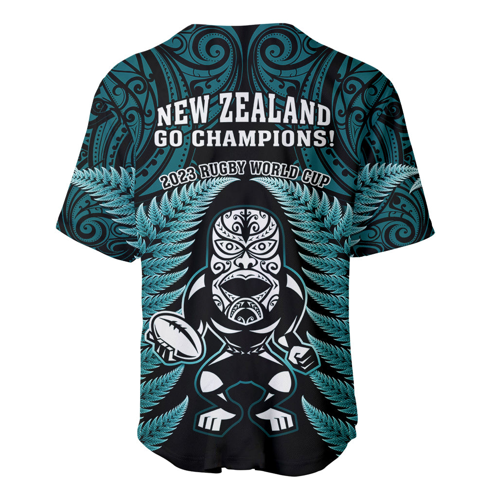 New Zealand Aotearoa Rugby Baseball Jersey NZ Tiki With Maori Fern World Cup Turquoise Version LT14 - Polynesian Pride