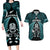 New Zealand Aotearoa Rugby Couples Matching Long Sleeve Bodycon Dress and Hawaiian Shirt NZ Tiki With Maori Fern World Cup Turquoise Version LT14 Turquoise - Polynesian Pride