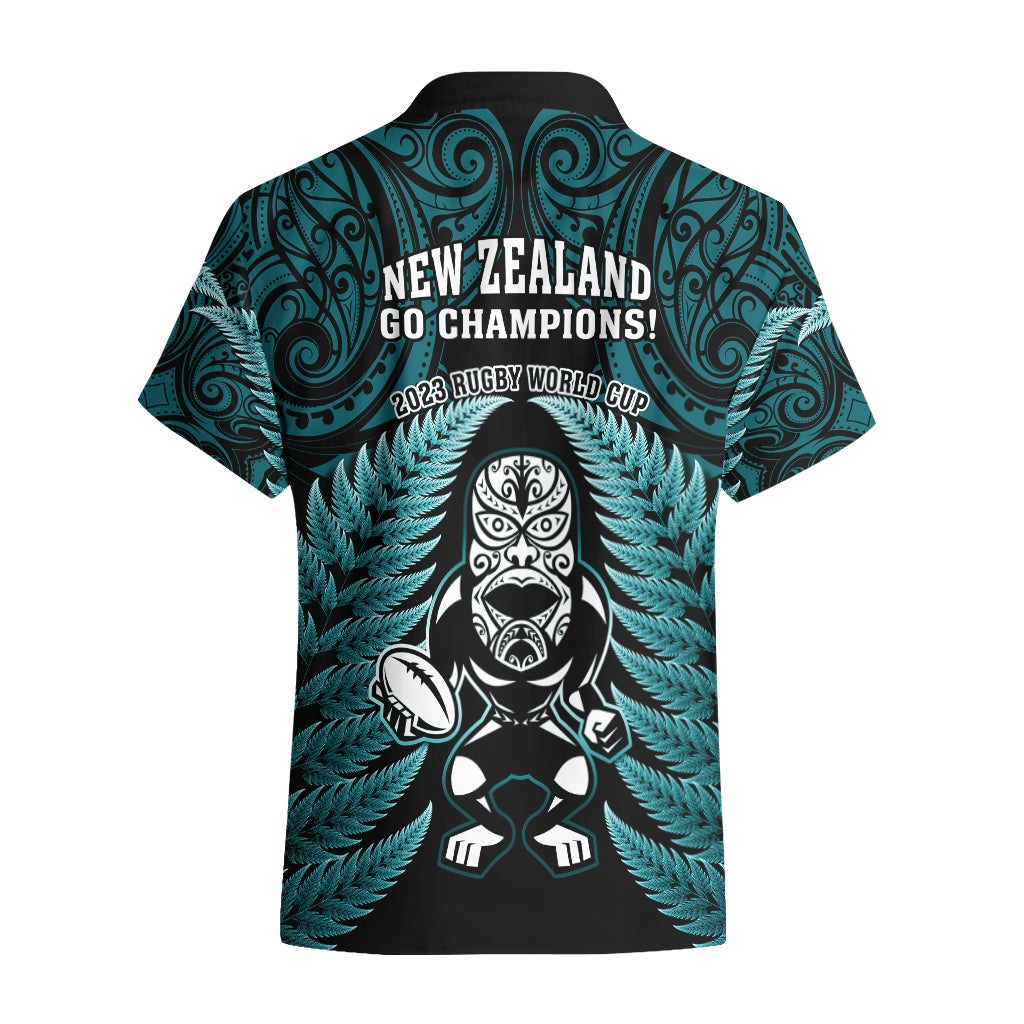 New Zealand Aotearoa Rugby Hawaiian Shirt NZ Tiki With Maori Fern World Cup Turquoise Version LT14 - Polynesian Pride