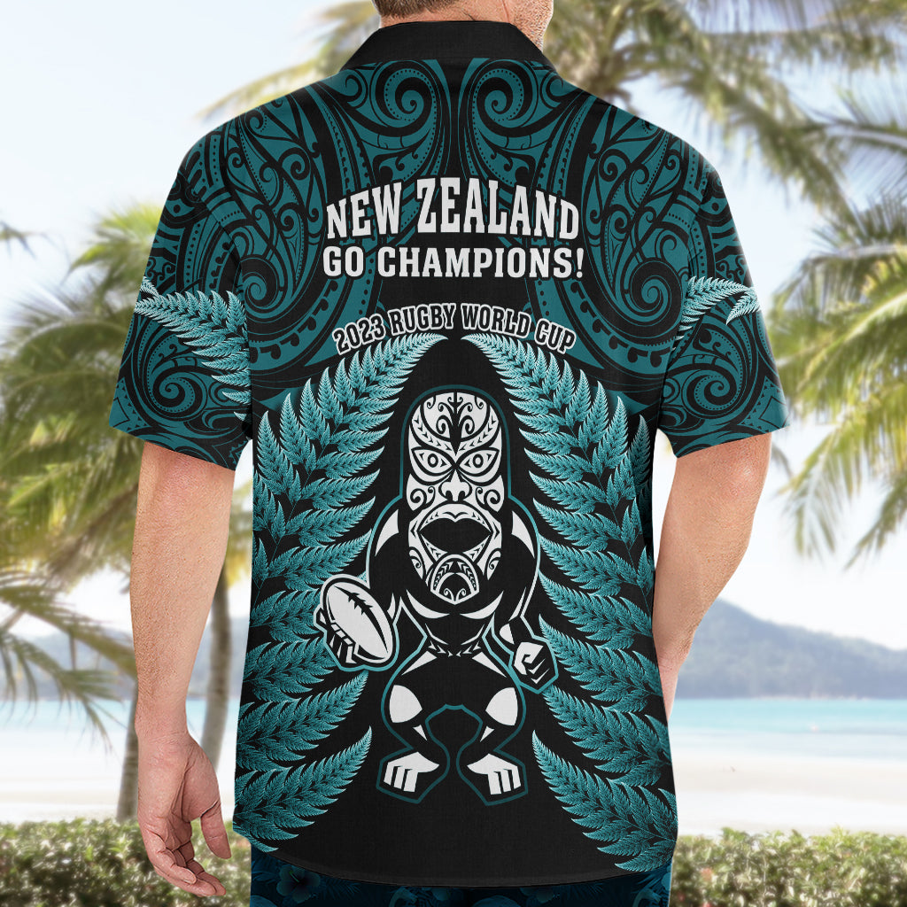 New Zealand Aotearoa Rugby Hawaiian Shirt NZ Tiki With Maori Fern World Cup Turquoise Version LT14 - Polynesian Pride