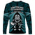 New Zealand Aotearoa Rugby Long Sleeve Shirt NZ Tiki With Maori Fern World Cup Turquoise Version LT14 - Polynesian Pride