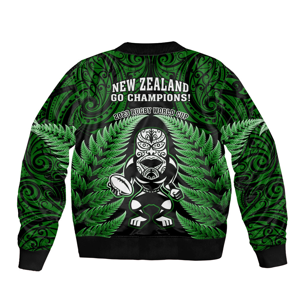 New Zealand Aotearoa Rugby Bomber Jacket NZ Tiki With Maori Fern World Cup Green Version LT14 - Polynesian Pride