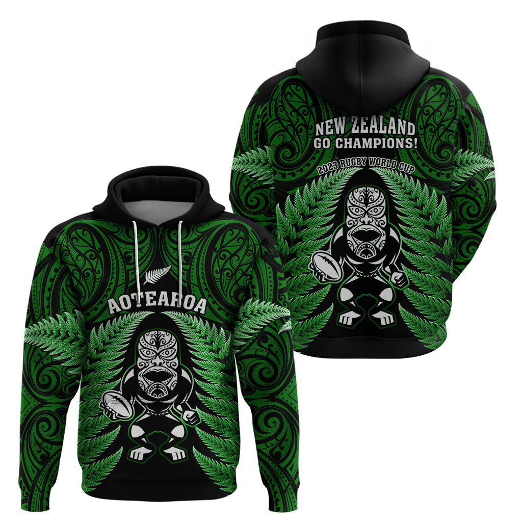 New Zealand Aotearoa Rugby Hoodie NZ Tiki With Maori Fern World Cup Green Version LT14 - Polynesian Pride