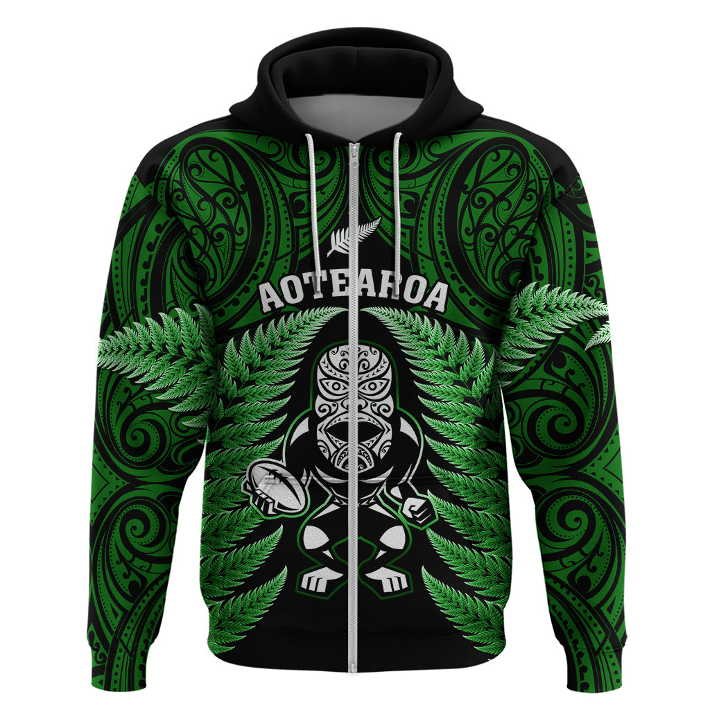New Zealand Aotearoa Rugby Hoodie NZ Tiki With Maori Fern World Cup Green Version LT14 - Polynesian Pride