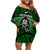 New Zealand Aotearoa Rugby Off Shoulder Short Dress NZ Tiki With Maori Fern World Cup Green Version LT14 Women Green - Polynesian Pride