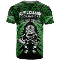 New Zealand Aotearoa Rugby T Shirt NZ Tiki With Maori Fern World Cup Green Version LT14 - Polynesian Pride