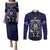 New Zealand Aotearoa Rugby Couples Matching Puletasi Dress and Long Sleeve Button Shirts NZ Tiki With Maori Fern World Cup Blue Version LT14 Blue - Polynesian Pride