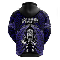 New Zealand Aotearoa Rugby Hoodie NZ Tiki With Maori Fern World Cup Blue Version LT14 - Polynesian Pride