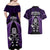 New Zealand Aotearoa Rugby Couples Matching Off Shoulder Maxi Dress and Hawaiian Shirt NZ Tiki With Maori Fern World Cup Purple Version LT14 - Polynesian Pride