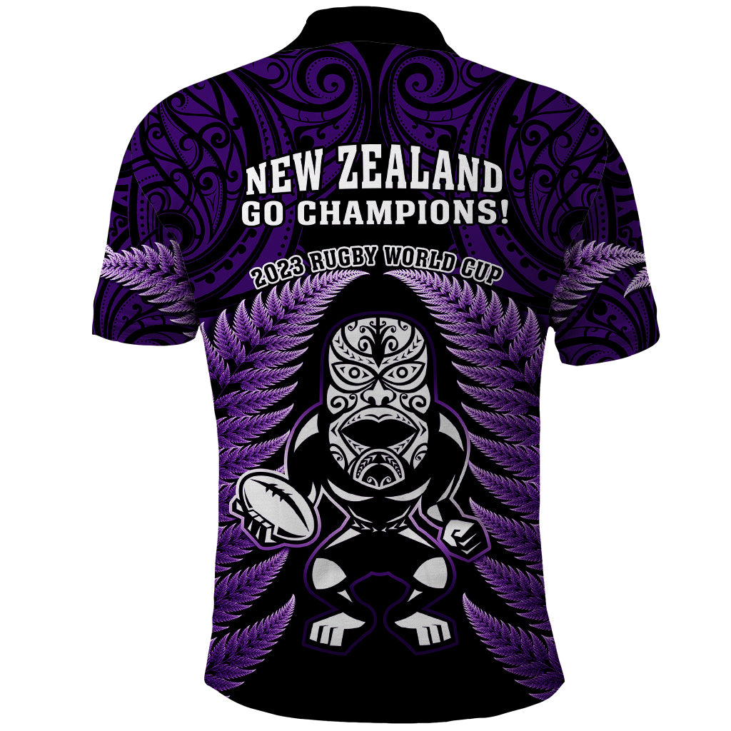 New Zealand Aotearoa Rugby Polo Shirt NZ Tiki With Maori Fern World Cup Purple Version LT14 - Polynesian Pride
