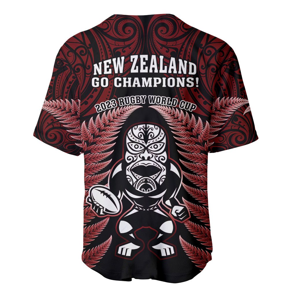New Zealand Aotearoa Rugby Baseball Jersey NZ Tiki With Maori Fern World Cup Red Version LT14 - Polynesian Pride