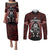 New Zealand Aotearoa Rugby Couples Matching Puletasi Dress and Long Sleeve Button Shirts NZ Tiki With Maori Fern World Cup Red Version LT14 Red - Polynesian Pride