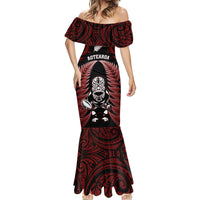 New Zealand Aotearoa Rugby Mermaid Dress NZ Tiki With Maori Fern World Cup Red Version LT14 - Polynesian Pride