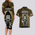 New Zealand Aotearoa Rugby Couples Matching Long Sleeve Bodycon Dress and Hawaiian Shirt NZ Tiki With Maori Fern World Cup Gold Version LT14 - Polynesian Pride