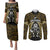 New Zealand Aotearoa Rugby Couples Matching Puletasi Dress and Long Sleeve Button Shirts NZ Tiki With Maori Fern World Cup Gold Version LT14 Gold - Polynesian Pride