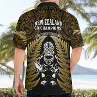New Zealand Aotearoa Rugby Hawaiian Shirt NZ Tiki With Maori Fern World Cup Gold Version LT14 - Polynesian Pride