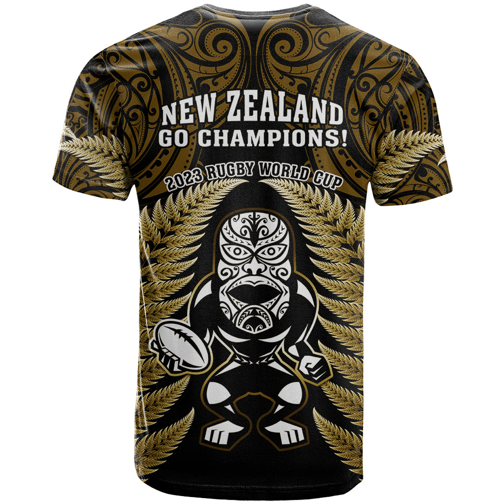 New Zealand Aotearoa Rugby T Shirt NZ Tiki With Maori Fern World Cup Gold Version LT14 - Polynesian Pride